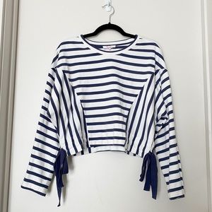 Parker Navy and White Striped Sweatshirt